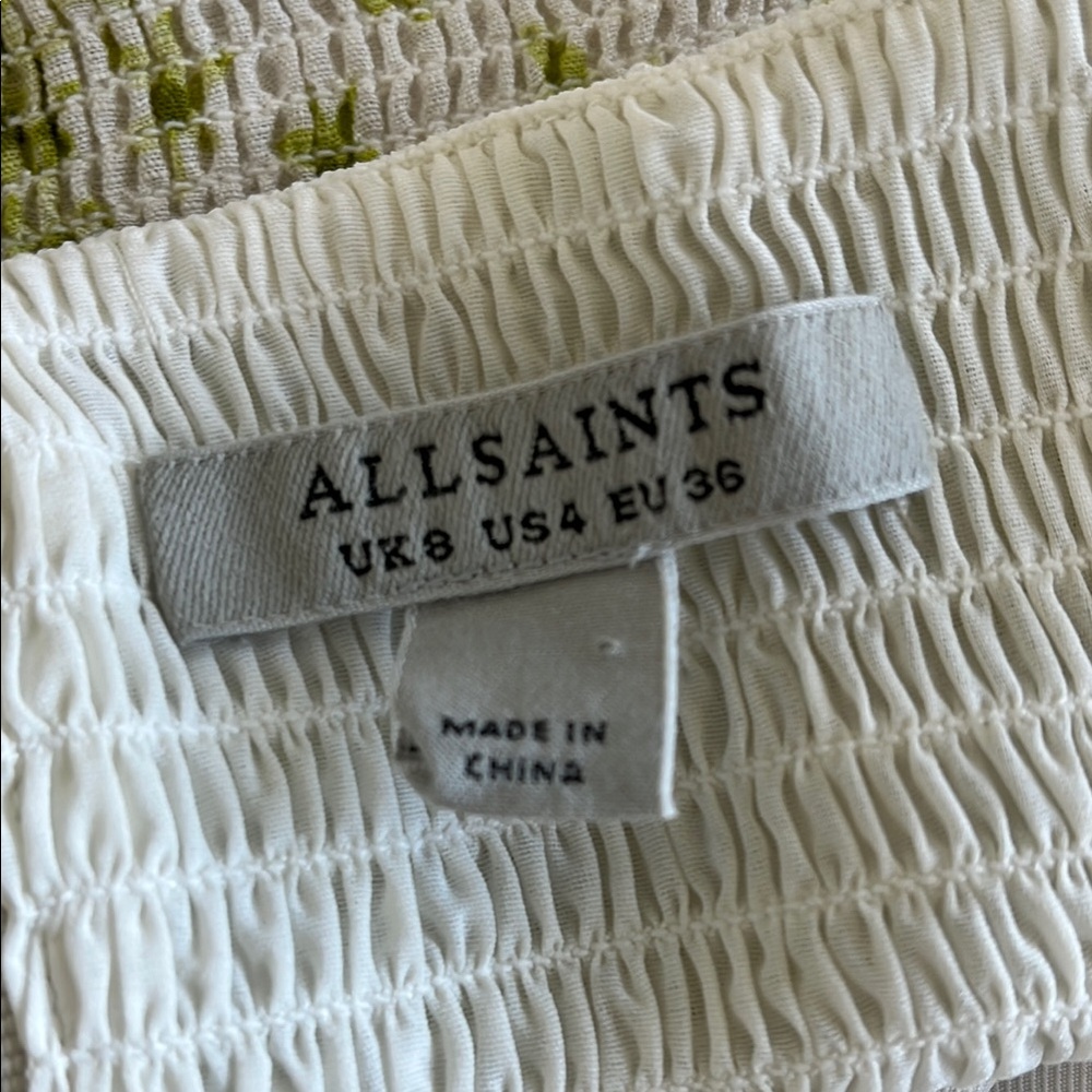 All Saints Green and White Fitted Crop Tank Top - Picture 4 of 4